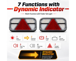Wireless Magnetic LED Trailer Lights with Triangle Reflectors – Rechargeable Tail Light Kit - LG584