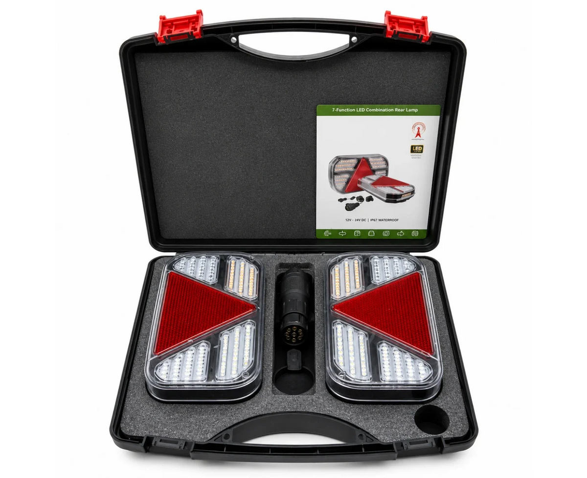 Wireless Magnetic LED Trailer Lights with Triangle Reflectors – Rechargeable Tail Light Kit - LG584