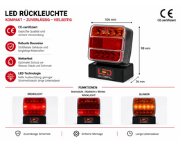LED Tail Light Square Combination - Pair - LG529