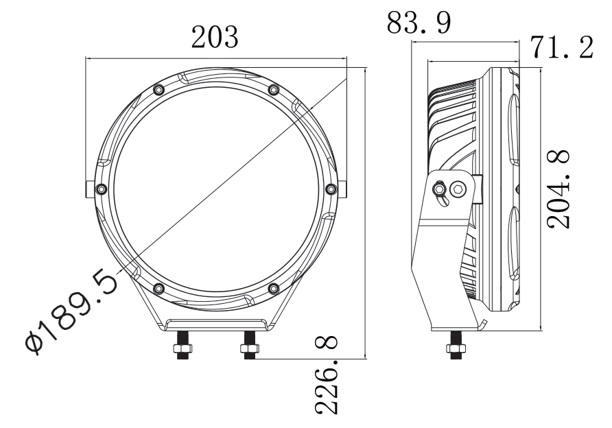 LG827 dimension drawing / Maßzeichnung