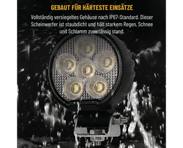 24-Watt-LED-Arbeitsscheinwerfer mit Flutlicht, rund – LG872