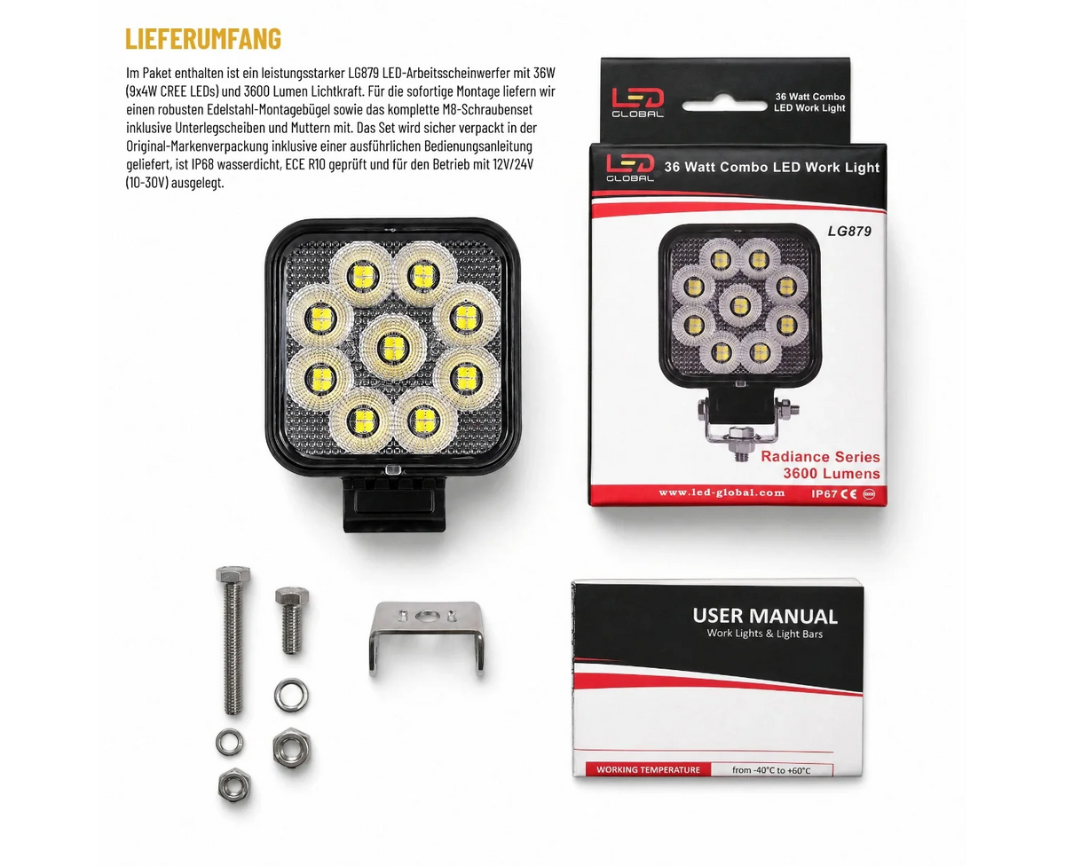 36 Watt LED Flood Beam Work Light - LG879