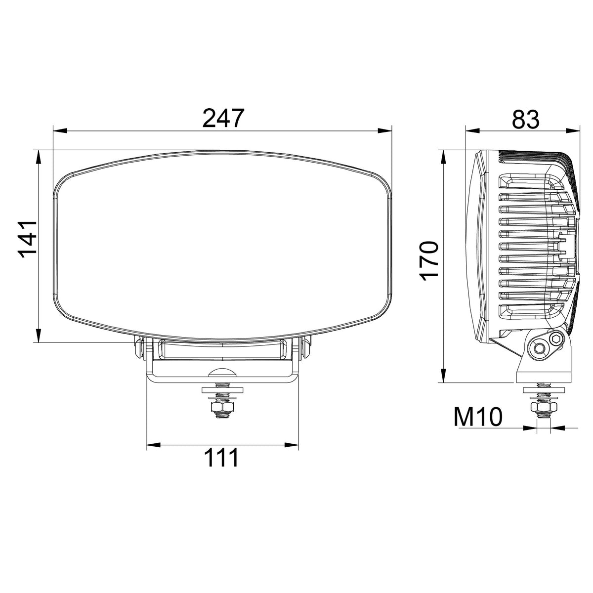 LG932 dimension drawing in millimetres