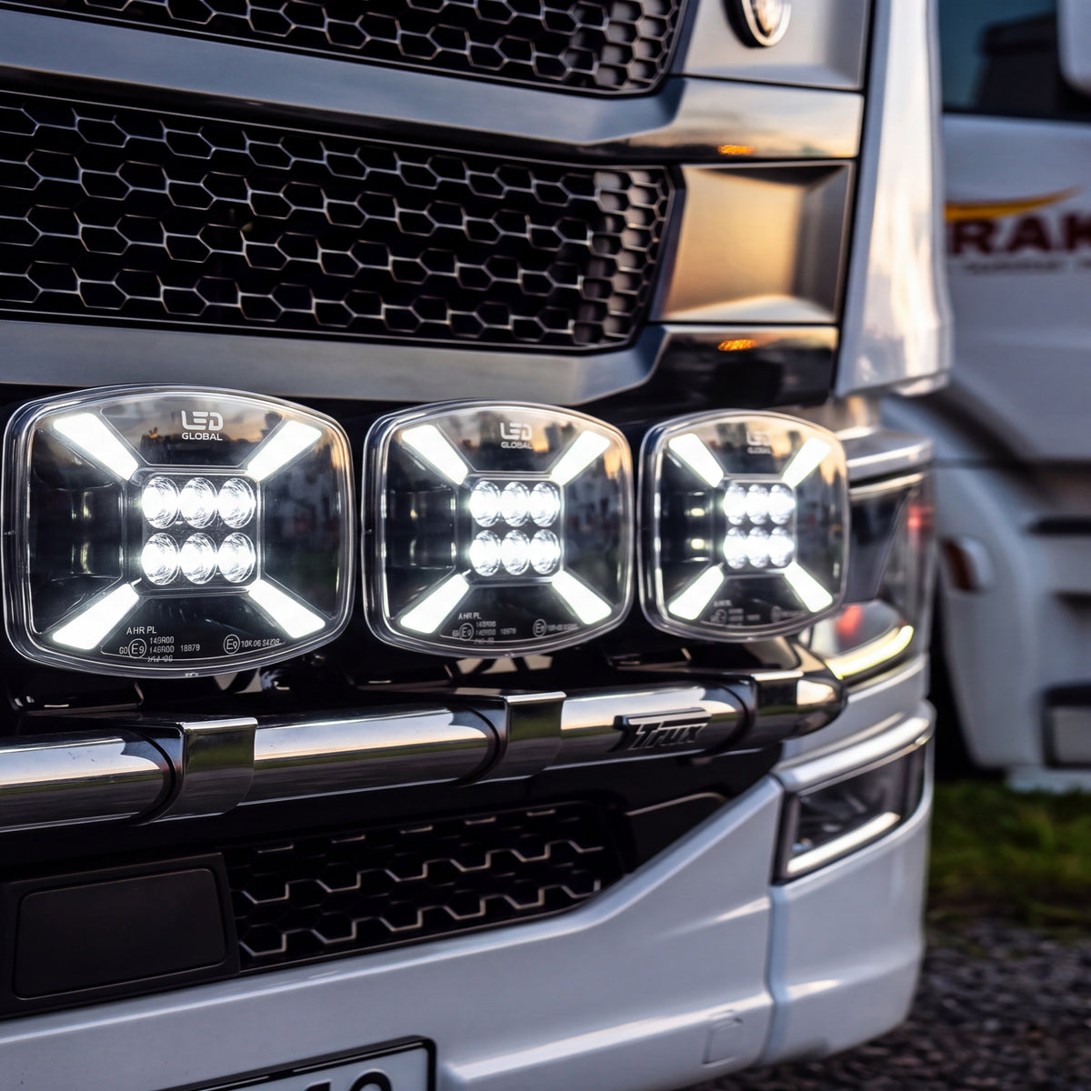 LG932 driving lights installed on a truck