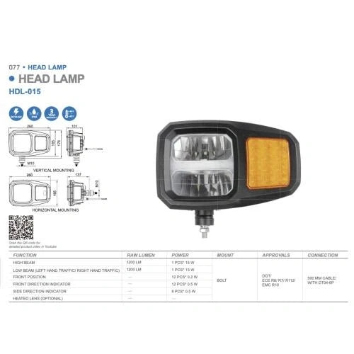 HEADLIGHT WITH AMBER INDICATOR - LG823REU