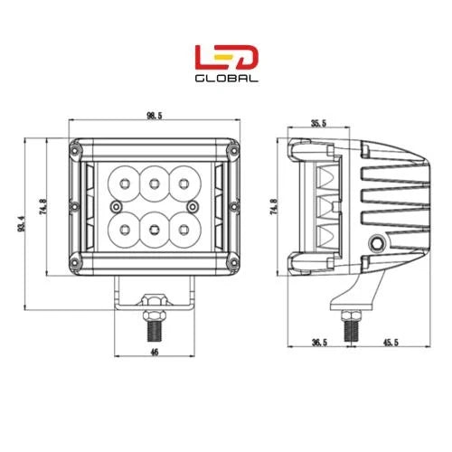 60 Watt LED Side Shooter Work Light - LG809