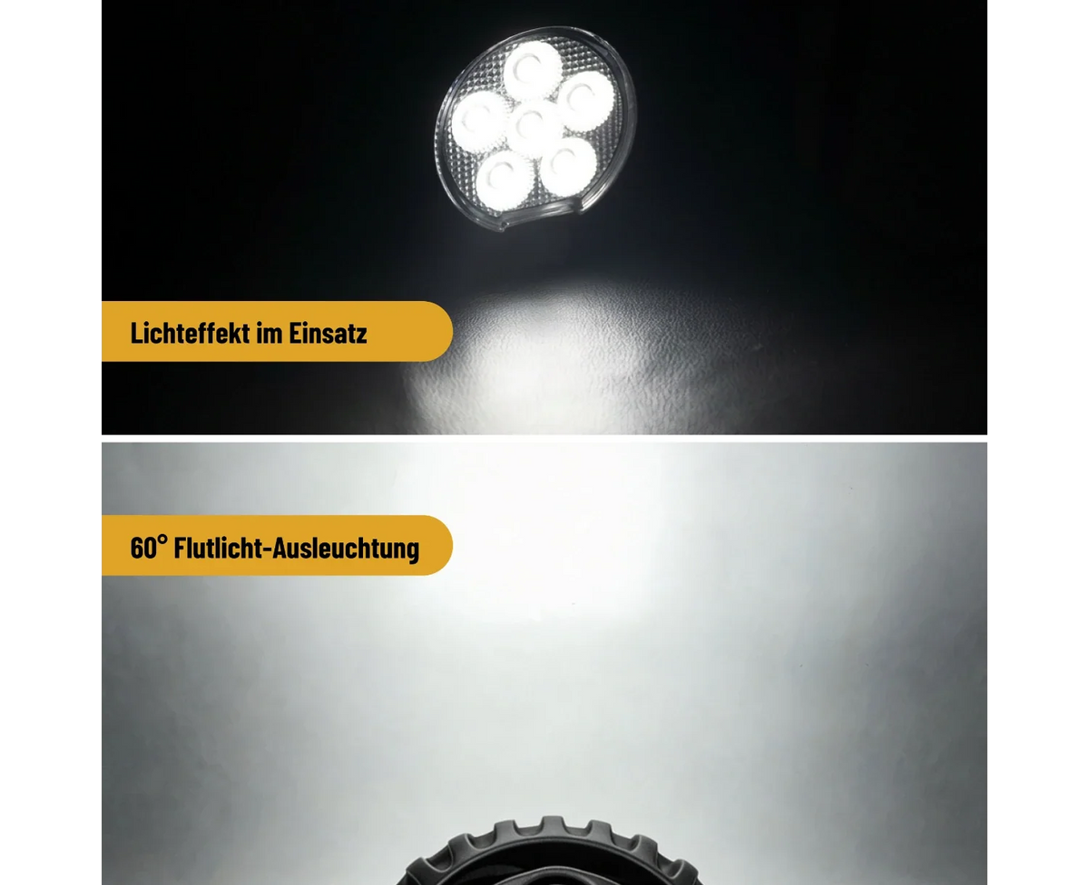 24-Watt-LED-Arbeitsscheinwerfer mit Flutlicht, rund – LG872
